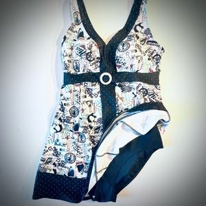 Swim dress with integrated swimsuit
